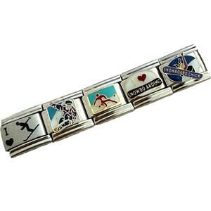 NWT Y2K 5x9mm Snowboarding & Skiing Related Silver Stainless Steel Italian Charm